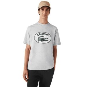 MEN'S LACOSTE GREY CHINE REGULAR FIT BRANDED MONOGRAM PRINT T-SHIRT